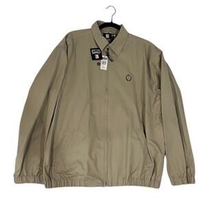 VTG NWT Chaps Ralph Lauren Jacket Mens Beige Cotton Zip Golf Crest L 90s Y2K